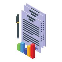 Report work icon, isometric style vector