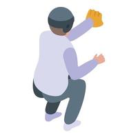 Playing baseball icon, isometric style vector