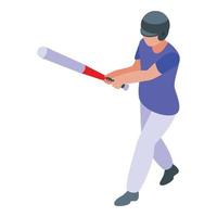 Baseball hitter icon, isometric style vector