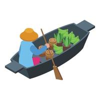 Banana floating market icon, isometric style vector