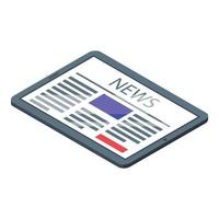 Tablet newspaper icon, isometric style vector