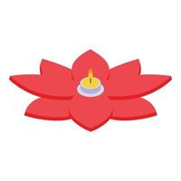 Lotus floating lantern icon, isometric style vector