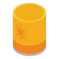 Sun floating lantern icon, isometric style vector