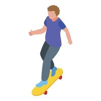 Kid skateboarding icon, isometric style vector