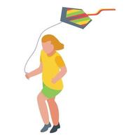 Child with kite icon, isometric style vector