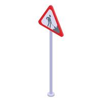 Road works indicator icon, isometric style vector