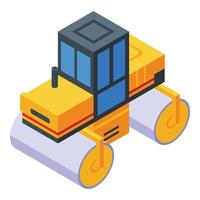 Road roller icon, isometric style vector