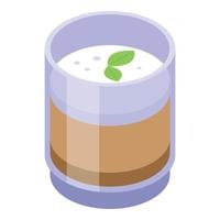 Mint latte cup icon, isometric style vector