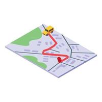 Itinerary map icon, isometric style vector