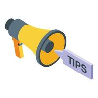 Megaphone tips icon, isometric style vector