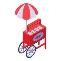 Cart sausages icon, isometric style vector