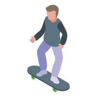 Street skateboarding boy icon, isometric style vector