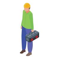 Man with tool box icon, isometric style vector