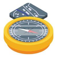 Compass and map icon, isometric style vector