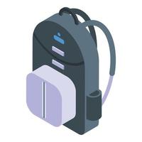 icono de mochila de bicicleta, estilo isométrico vector