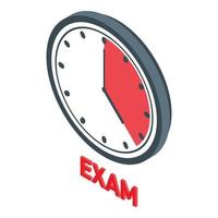 icono de tiempo de prueba de examen, estilo isométrico vector