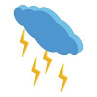 icono de nube de rayos, estilo isométrico vector