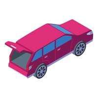 icono de coche de maletero abierto, estilo isométrico vector