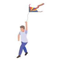 Sky flying kite icon, isometric style vector