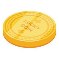 Lucky coin icon, isometric style vector