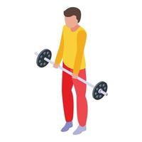 Barbell exercise icon, isometric style vector