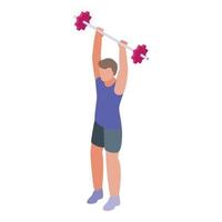 Gym barbell exercise icon, isometric style vector