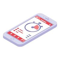 icono de aplicación de smartphone de formación, estilo isométrico vector