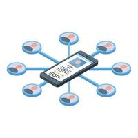 Customer database scheme icon, isometric style vector