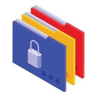 Customer database folders icon, isometric style vector