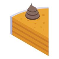 Chocolate cream cake icon, isometric style vector