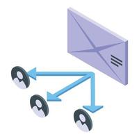 icono de correo de la base de datos del cliente, estilo isométrico vector