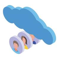 Customer database data cloud icon, isometric style vector