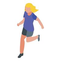 Girl active football player icon, isometric style vector