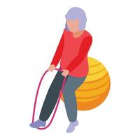 Granny fitness ball icon, isometric style vector