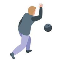 Game playing bowling icon, isometric style vector