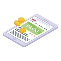 Monetization blog icon, isometric style vector