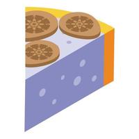 Figs cheese cake icon, isometric style vector