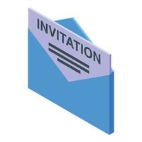 icono de trabajo de invitación de sobre, estilo isométrico vector