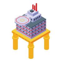 Sea drilling rig icon, isometric style vector