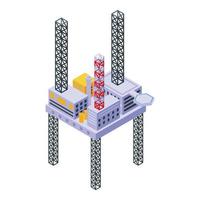 Sea drilling rig platform icon, isometric style vector