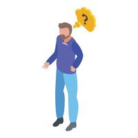 Man problem question icon, isometric style vector