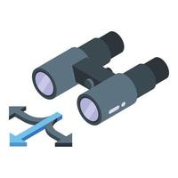 Binoculars problem solving icon, isometric style vector