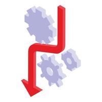 Gears arrow icon, isometric style vector