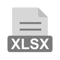 icono de escala de grises plana xlsx vector