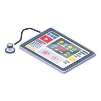 Telemedicine tablet icon, isometric style vector