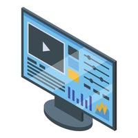 Monitor control video icon, isometric style vector