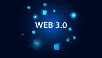 abstracto, web 3.0 y blockchain square, tecnología o concepto para desarrollar enlaces web, diseño descentralizado, de abajo hacia arriba, consenso sobre fondo azul. moderno digital, futurista vector