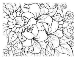 Coloring book for adult and older children. Coloring page with flowers pattern fram vector