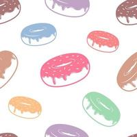 Donut, doughnut with glaze and sprinkles seamless pattern, pastry background vector