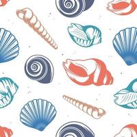 Seashells, conches seamless pattern, sea beach background vector